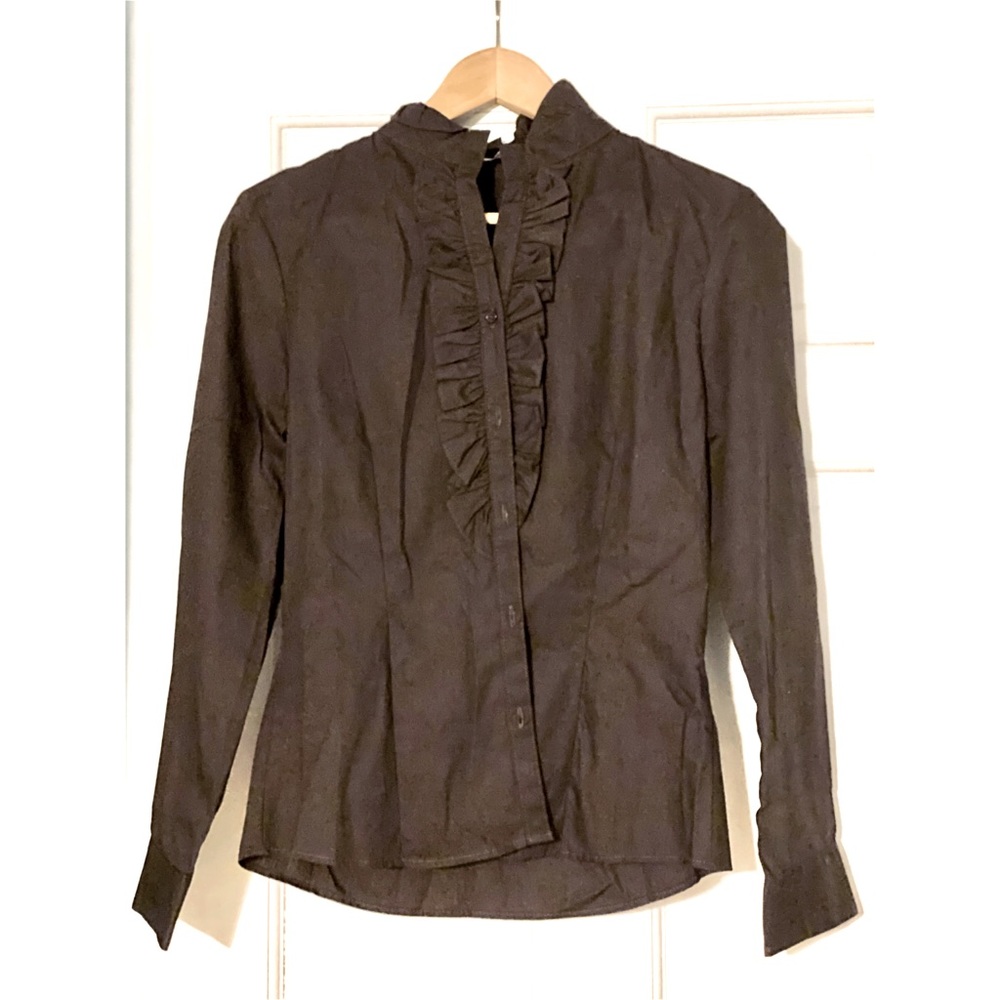 Brown Buttoned Down Shirt with Ruffles